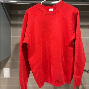 Vintage 90s BVD Made in USA Bright Red Blank Crewneck Sweatshirt Size L